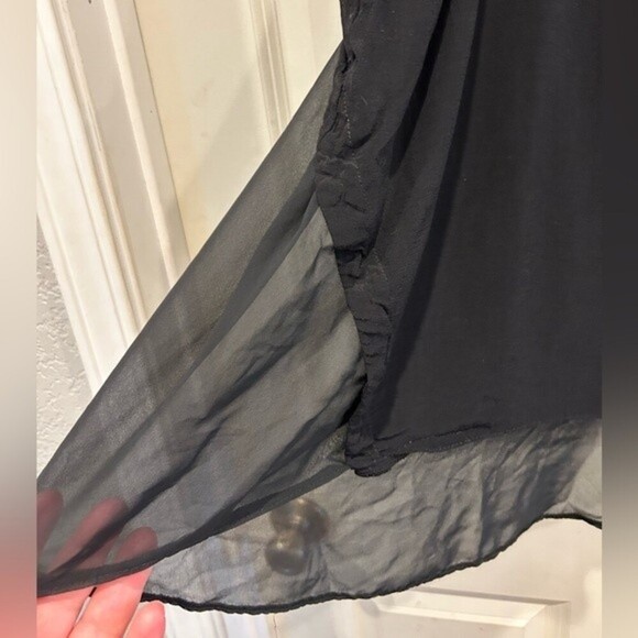 Topshop‎ Black Tank Top US 8 Sleeveless Boho Sheer Back Viscose Whimsigoth - Picture 2 of 4